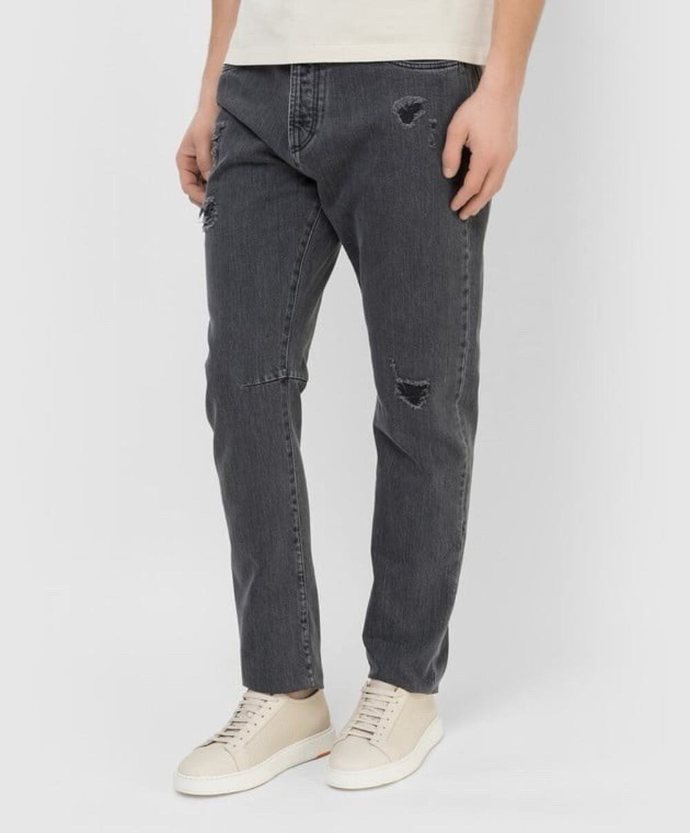 NWT Brunello Cucinelli Distressed Leisure Fit Dark Gray Jeans 52EU/36US $1145.00